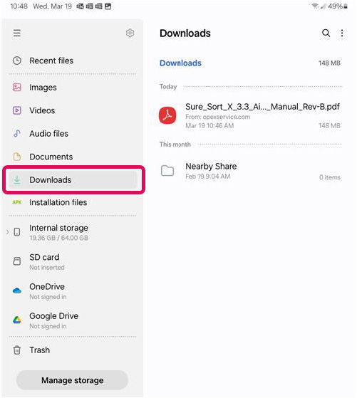 Tablet Downloads Folder (Figure 2-5)