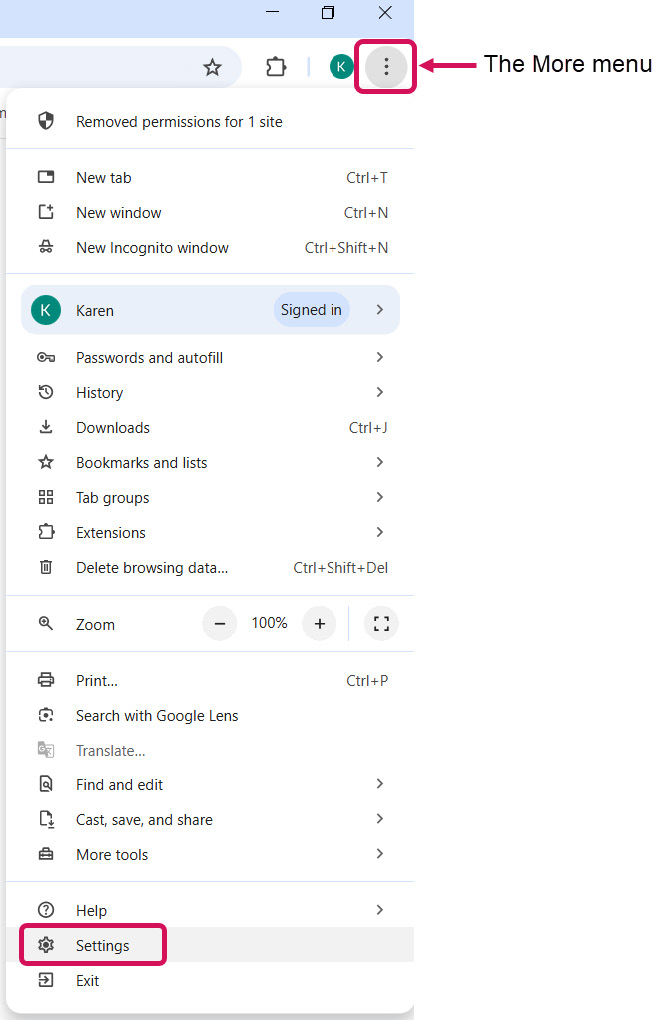 Chrome Settings (Figure 3-1)