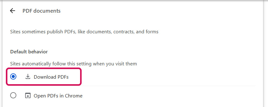 Download PDFs Option (Figure 3-5)